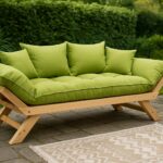 Wooden Mid Century Modern Outdoor Sofa, Small 2 Seater Couch