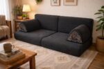 black floor couch