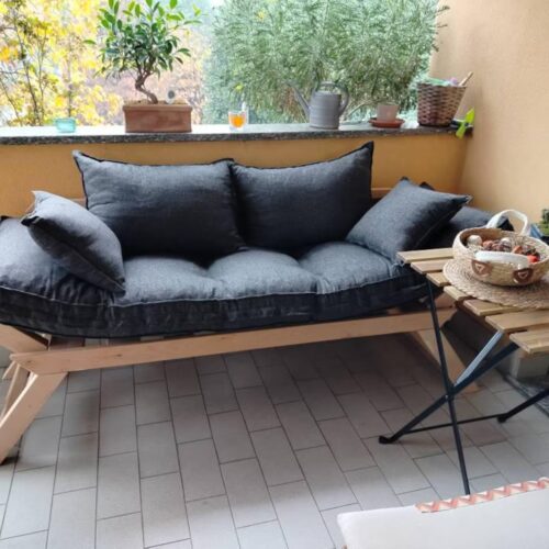 Wooden Japanese Sofa 2 Seater, Small Apt Couch photo review