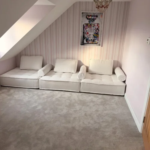 White Linen Modular Floor Couch, Large Floor Cushions photo review