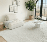 White Linen Modular Floor Couch, Large Floor Cushions - Image 5