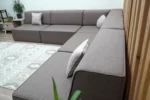 Brown Linen Sectional Sofa L Shaped, Modular Floor Seating - Image 3