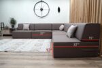 Brown Linen Sectional Sofa L Shaped, Modular Floor Seating - Image 5