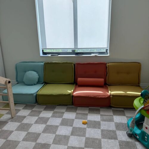 colorful sofa for kids room with soft cushions