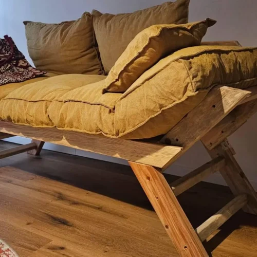 Wooden Japanese Sofa 2 Seater, Small Apt Couch photo review