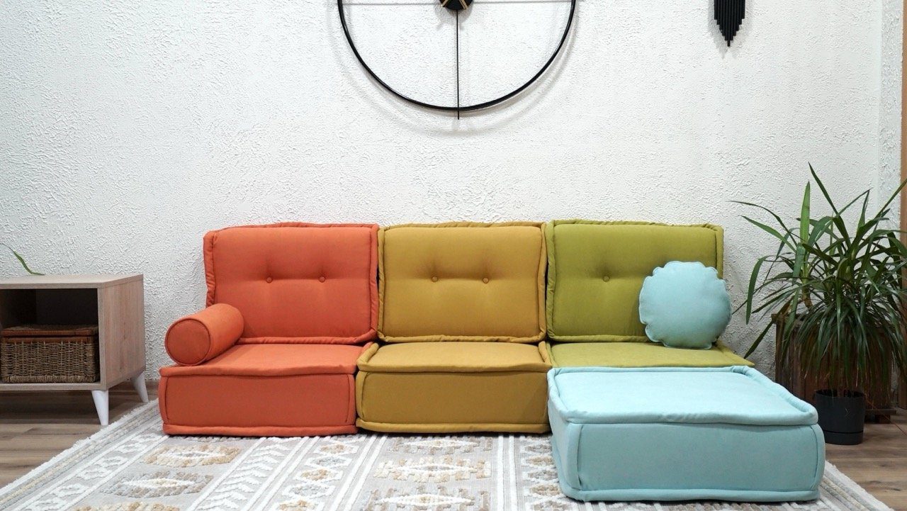 kids-room-floorsofa colorful sofa for kids room with soft cushions