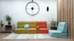 colorful sofa for kids room with soft cushions