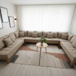 U Shaped Sectional Wooden Sofa