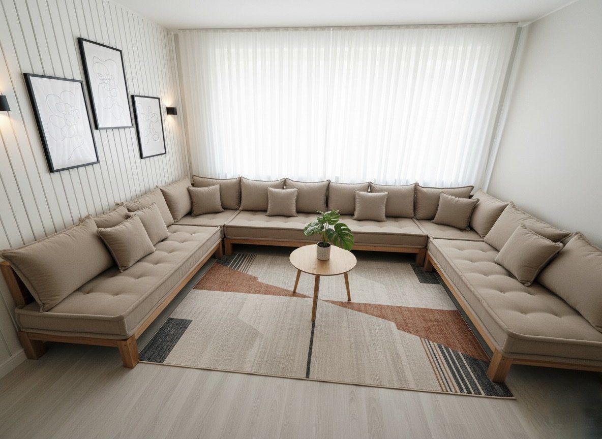 wooden sofa U Shaped Sectional Wooden Sofa - Image 1