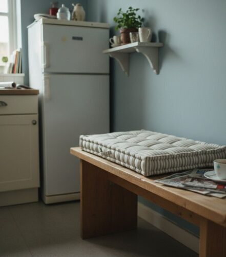 Custom Inside Bench Cushions With Striped Natural Fabric photo review