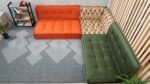 bohemian green couch living room