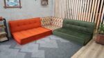 bohemian green couch living room