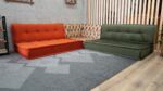 bohemian green couch living room