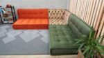 bohemian green couch living room