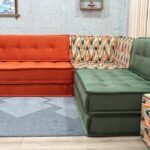 bohemian green couch living room