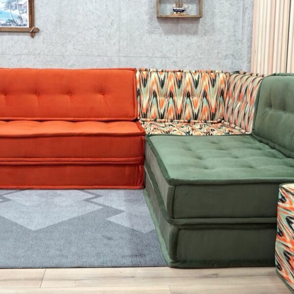 bohemian green couch living room