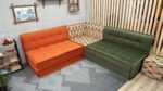 bohemian green couch living room