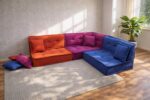 Colorful Sectional Cushion Set (Orange, Pink, Blue)