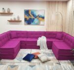 Pink Floor Seating Sofa, U Shaped Memory Foam Sectional Couch - Image 5