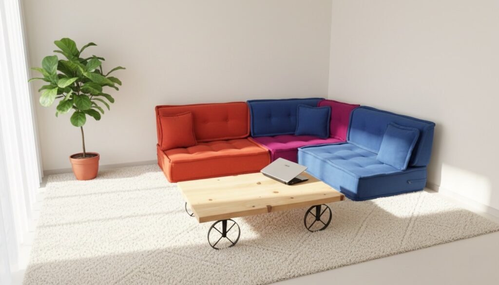 Colorful Sectional Cushion Set (Orange, Pink, Blue) 1 sectional cushions