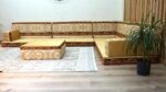 yellow velvet arabic sofa