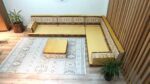 yellow velvet arabic sofa