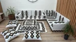 Boho Floor Couch, Cream Floor Seating L Shaped Cushion Set - Image 6