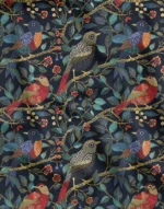 3D Bird and Leaf Motif Upholstery Colorful Fabric Model - Image 3