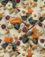 3D Colorful Leaves and Blackberry Motif Upholstery Fabric