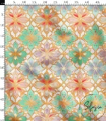 Green and Lilac Colored Floral Pattern Upholstery Fabric with Gold Frame - Image 3