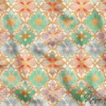 Green and Lilac Colored Floral Pattern Upholstery Fabric with Gold Frame