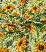 Green Background Upholstery and Curtain Fabric with Sunflower Pattern - Image 3