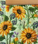 Green Background Upholstery and Curtain Fabric with Sunflower Pattern - Image 4