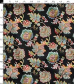 Ikat Fabric on Black Background with Floral Pattern - Image 3