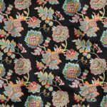 Ikat Fabric on Black Background with Floral Pattern