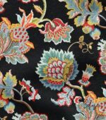 Ikat Fabric on Black Background with Floral Pattern - Image 4
