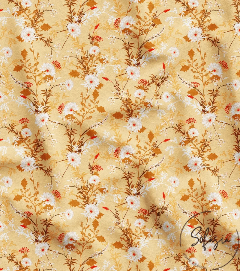 Modern Upholstery Fabric in Blooming Style Modern Upholstery Fabric in Blooming Style - Image 1