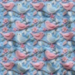 New Generation Fabric with 3D Birds and Tree Branches Motif