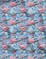 New Generation Fabric with 3D Birds and Tree Branches Motif