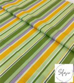 Stripe Patterned Plain Upholstery Ikat Fabric (Green, Orange, Purple)