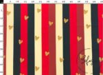 Red, Black, Cream Colored Striped Heart Motif Upholstery Fabric - Image 5