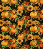 Upholstery Fabric with Sunflower and Pumpkin Motifs