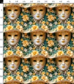 3D Face and Flower Motif Orange Color Fabric Model - Image 4