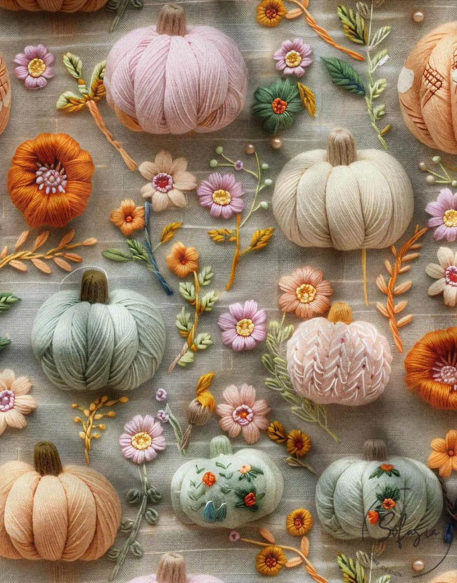 3D Floral Pumpkin Patterned Sofa and Cover Fabric 3D Floral Pumpkin Patterned Sofa and Cover Fabric - Image 1