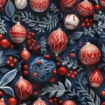3D Globe and Leaf Patterned Navy Blue Sofa Fabric
