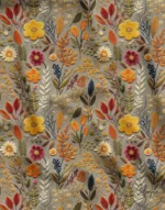 Autumn Flowers: Yellow Red Orange Color 3D Fabric - Image 3