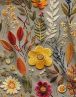 Autumn Flowers: Yellow Red Orange Color 3D Fabric