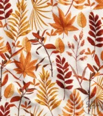 Autumn Leaves Patterned Sofa and Background Curtain Fabric - Image 4