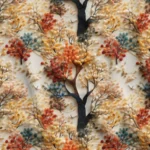 Autumn Themed Tree Pattern Fabric