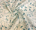 Blue Mini Leaf Motif Upholstery Fabric